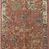 Full top view of the rectangular terracotta runner rug showing intricate floral patterns and blue border
