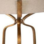 Close-up of metal base curved lines and central joint from a slightly different angle