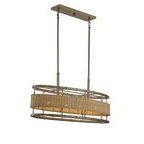 Product Image 1 for Arcadia 4 Light Warm Brass With Natural Rattan Linear Chandelier from Savoy House 