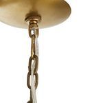 Large mid-century-style pendant light with four bulbs, vintage brass finish and a dark bronze floating band