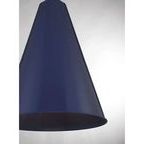 Close-up side view showing smooth navy blue metal surface of pendant shade