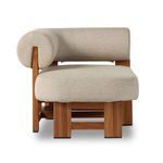 Chaise side view highlighting teak legs and side profile of seat and backrest cushions