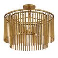 Mantra Semi-Flush Mount angled view highlighting bottom tier of gold metal tentacles and internal structure