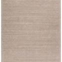 Rectangular light brown handwoven rug with a ridged flatwoven border and high-pile center, 6 by 9 feet