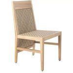 Savannah Teak chair shown without seat cushion revealing woven teak seat panel and frame