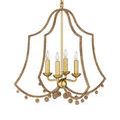 Triple-light Nimes Chandelier with symmetrical rope frame and rope balls hanging from scallops