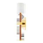 Side profile of Minnetonka Wall Sconce highlighting depth of brass backplate and cylindrical fabric shade