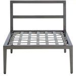 Front view of sectional slipper frame with lattice seat and double horizontal backrest slats