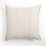 Calvin Outdoor Pillow in natural flax tone with 100% hemp fabric, border stitching, and hidden zipper