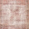 Traditional rectangular rug with a muted cinnamon and sage color palette and intricate old-world floral motifs