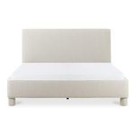 Front view of Ichigo bed fitted with white mattress showing clean lines and upholstery