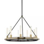 Chambers 9 Light Pendant featuring a circular metal band with nine tubular bulbs facing inward and hook-and-rod arms in da...