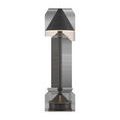 Traipse lamp with light on showing illuminated diffuser under conical shade