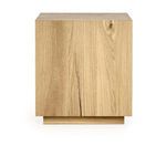 Front view showing symmetrical oak grain and natural light brown finish on the Layne Square End Table