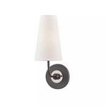 Merri 1 Light Wall Sconce with sleek black metal frame and white tapered fabric shade