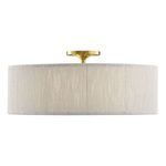 Maynard 4-light ceiling fixture with warm brass finish and soft white woven rope shade, 22 inches diameter
