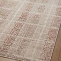 Close-up top angle showing intricate plaid texture and color variations in sand and clay tones