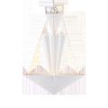 Empyrean Chandelier with white geometric tiers, including a fluted cone middle shade and inverted pyramid base