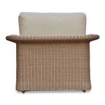 Rear close-up emphasizing tight woven wicker pattern on Meredith chair’s back