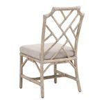 Rear angled view emphasizing the white rope lattice pattern and cushioned seat from behind