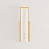Lucio Wall Sconce front view showing symmetrical aged brass sides and alabaster shade