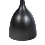 Close-up of smooth black base with bulbous shape and matte finish