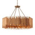 Chandelier suspended by chain and circular mount in khaki finish with bamboo shade