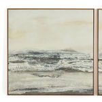 Front view of left panel showing rise in dark texture and linear abstract marks in muted colors