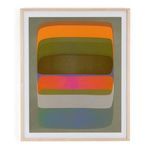 Full frontal view of framed artwork with white mat border against white background