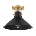 1-light ceiling light angled slightly downward showing empty socket inside matte black shade