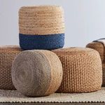 Oliana Ombre Taupe/ Beige Cylinder Pouf image 3