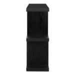 Side view of Miri Small Shelf showing black ash veneer wood grain texture and depth