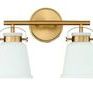 Kaden 2 Light Bath showing brighter, more opaque white glass shades
