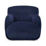 Stevie Lounge Chair in navy blue fabric with high back, rounded arms, and spacious cushion seating