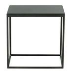 Circa End Table with sleek black metal frame and smooth dark quartz rectangular tabletop