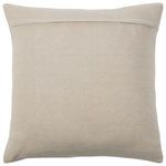 Back view of pillow showcasing solid beige cotton fabric with a concealed zipper closure