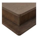 Repeating close-up of bullnose-edged corner of Casey Coffee Table in dark oak wood grain