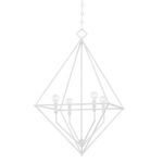 Haines 4 Light Medium Pendant chandelier with geometric steel frame and four exposed bulbs in a diamond shape