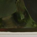 Close-up detail of dark green watercolor wash with soft edges on paper texture