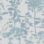 Esther Wallpaper Breathe in blue-green with cotton effect texture and delicate wild umbellifer floral design