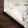 Lucia Granite Rug corner flipped up revealing polyester backing and weave construction
