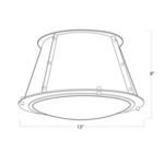 partial top edge view showcasing brass ceiling plate and upper joining screws on white shade