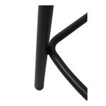 Close-up of black metal stool leg with smooth, matte finish and rounded edges