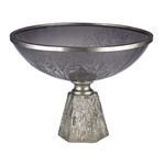 Product Image 1 for Smoked Glass Bowl With Etching Set On Silver Leaf Base from Elk Home