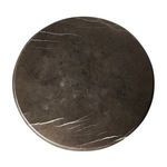 Top view of Eslo End Table's round grey marble surface with white veining accenting edges