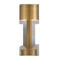 Traverse Cordless Table Lamp in polished brass finish with ribbed cylindrical base and metal drum shade