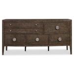 Frontal view of Linea dresser showing centered drawer pull details and leg design