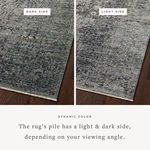 Close-up showing rug's dual pile with distinct light and dark sides on wooden floor