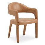 Martens chair viewed from angled front side, showing armrests and smooth leather texture