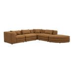 Lowtide Alcove Modular Sectional angled view showing curved ottoman and multiple back cushions
